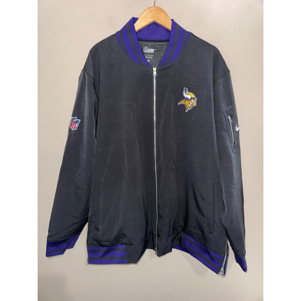 Men 3XL Nike NFL Minnesota Vikings Team Issue PE On-Field Sideline Bomber Jacket